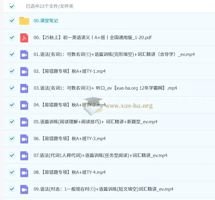 王传扬 2025 - 2026初一英语秋上A+班课程