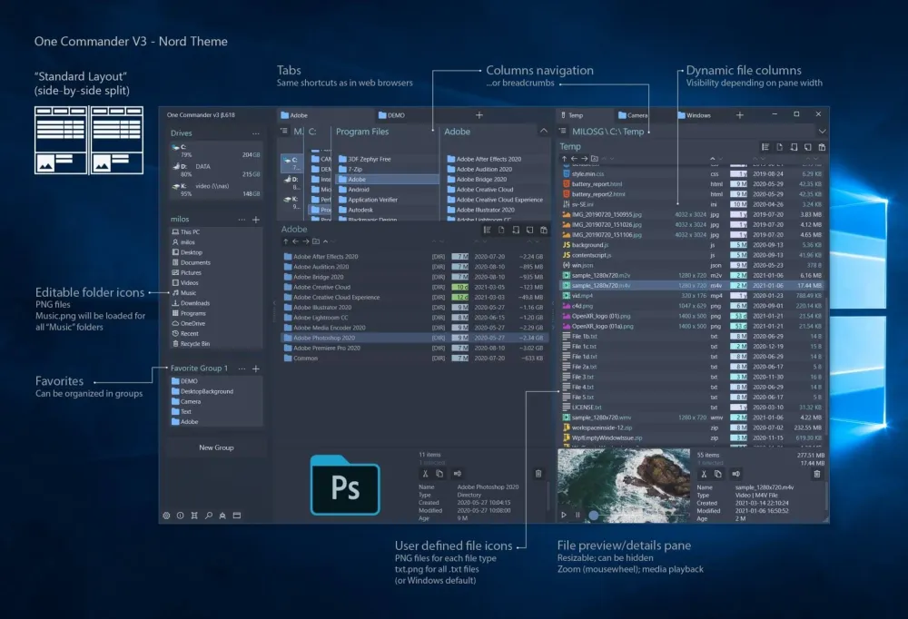One Commander 文件管理器：Windows 高颜值多能工具