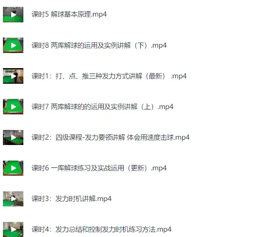 台球1-4级专业教程(入门、基础、高级、进阶)
