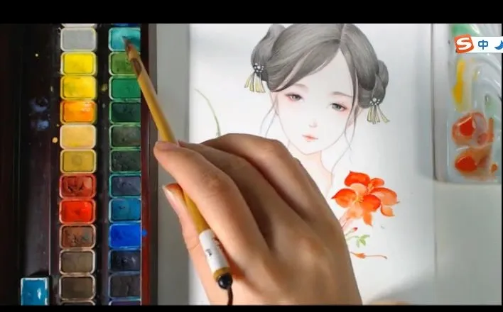 古风水彩人物绘画33讲课程：零基础入门到精通