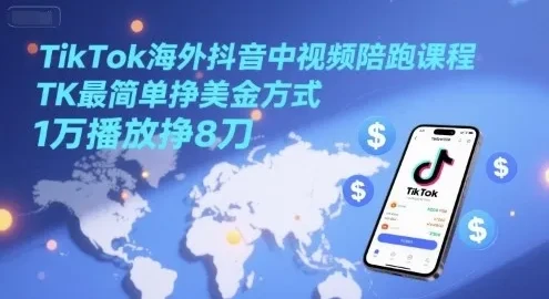 TikTok海外抖音中视频陪跑课程:TK AI玩法轻松挣美金
