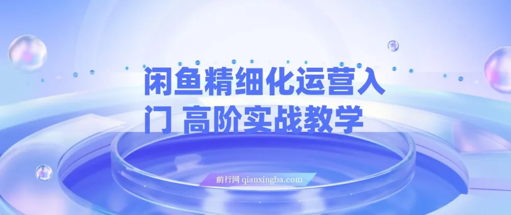 闲鱼精细化运营：入门与高阶实战教学，闲鱼卖货整体运营思路课程