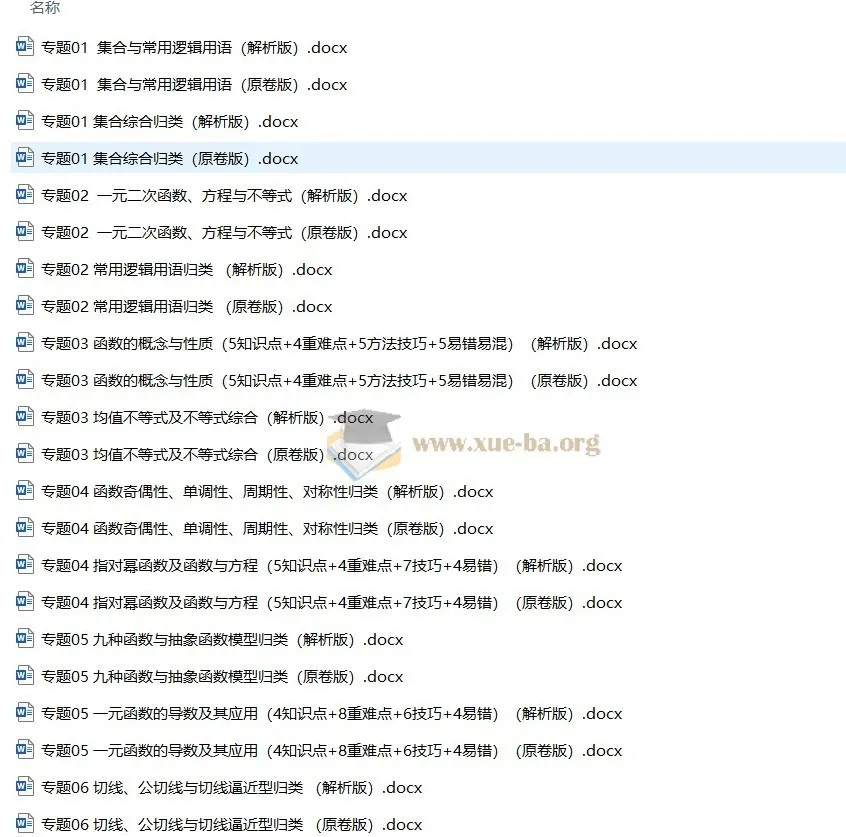2025年高考数学一轮知识清单