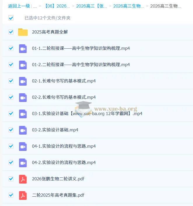 2026年张鹏高三生物高考二轮课程