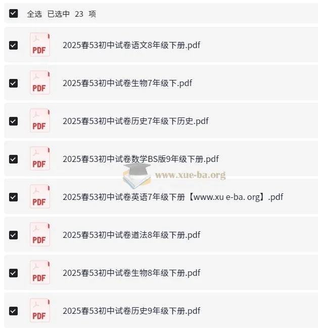 53科学备考:2025春初中各科模拟试卷