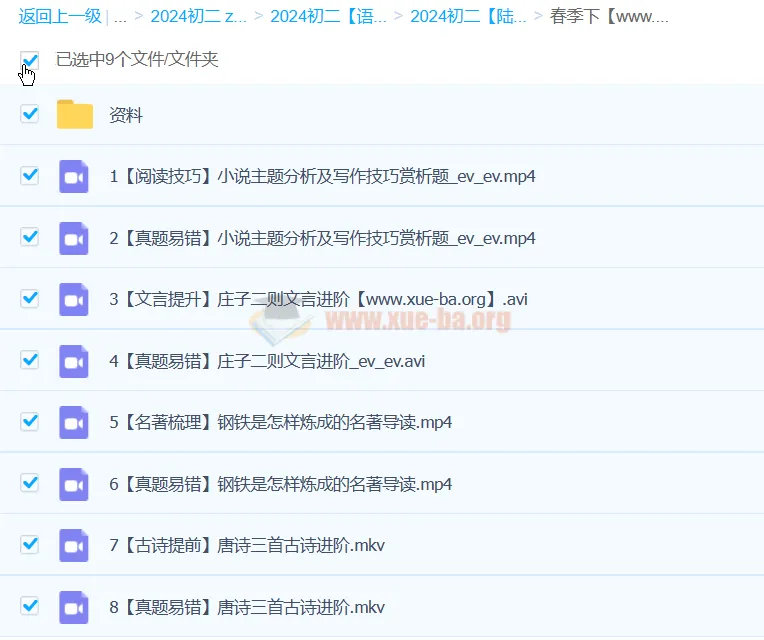 陆杰峰初二语文2024年A+春季班(下)