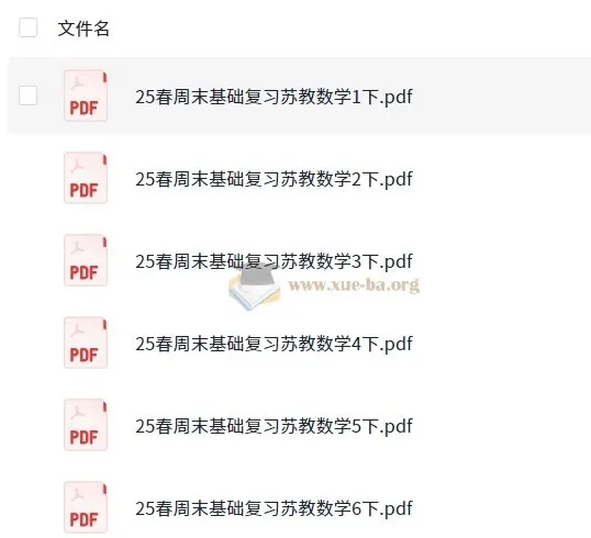 苏教版小学数学1-6年级下册2025年春《周末基础复习》资料（PDF）