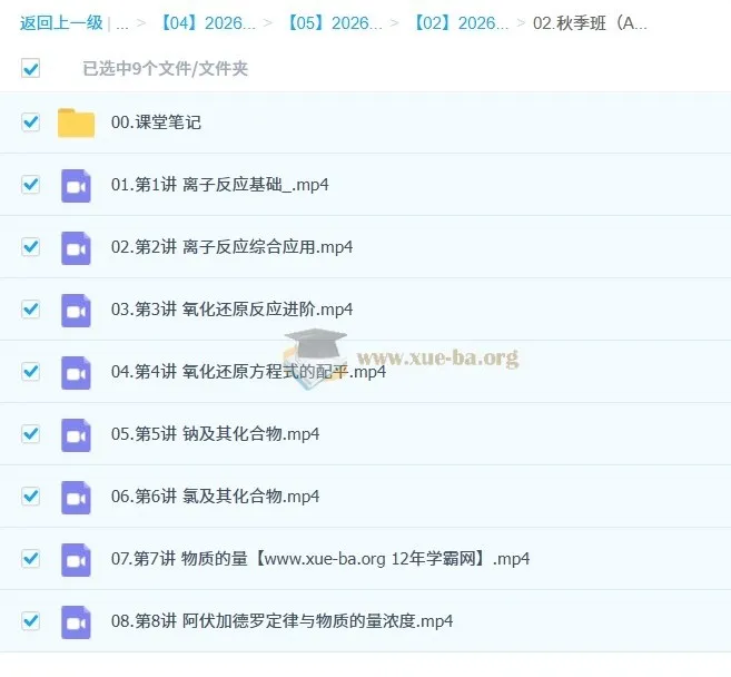 2025 - 2026年王瑾高一化学秋季班