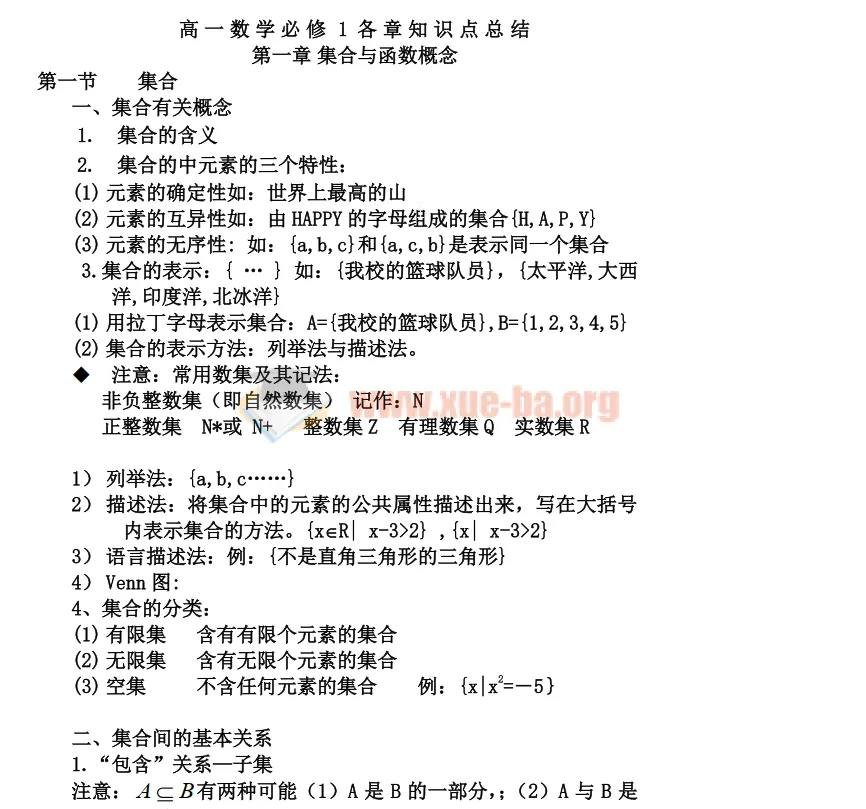 高中数学必修1 - 5各章知识点总结（74页PDF）