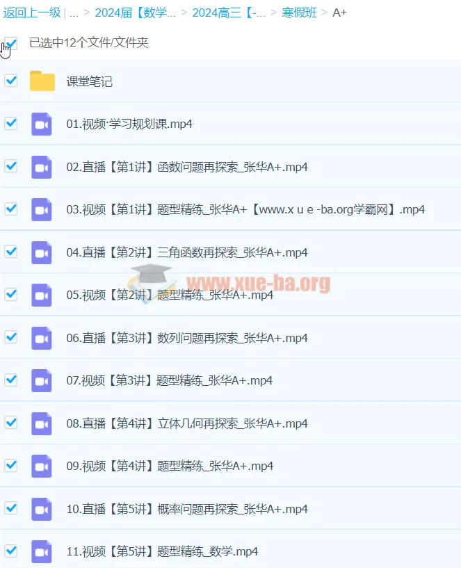 2024张华高三高考数学A+寒假班
