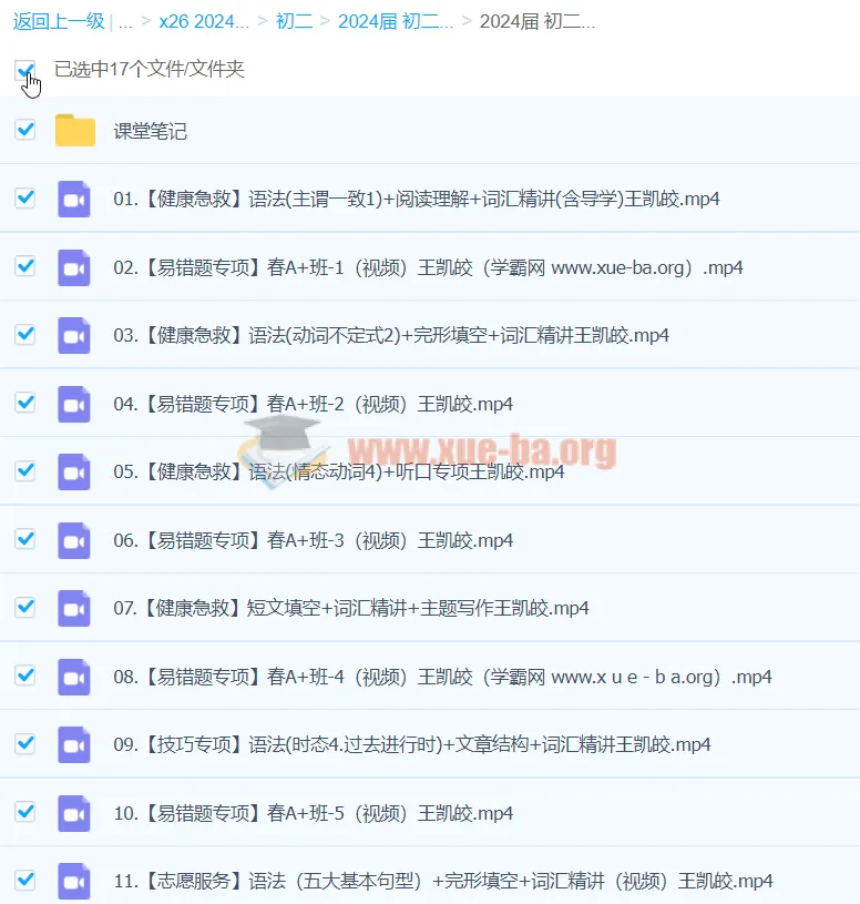 王凯娇2023初二英语A+寒假班(春上)