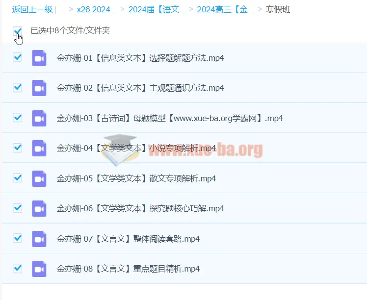 2024高三高考语文金亦姗语文寒假班课程