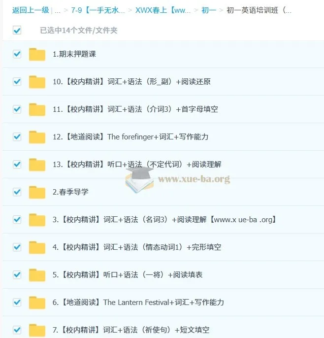 杜德红初一英语培训班（春上·全国版·A+）：含讲义与练习