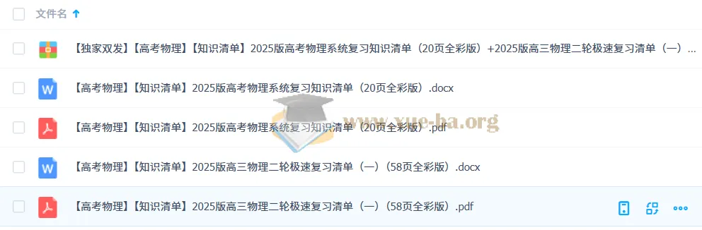 2025版高考物理系统复习知识清单 + 2025版高三物理二轮极速复习清单(一)