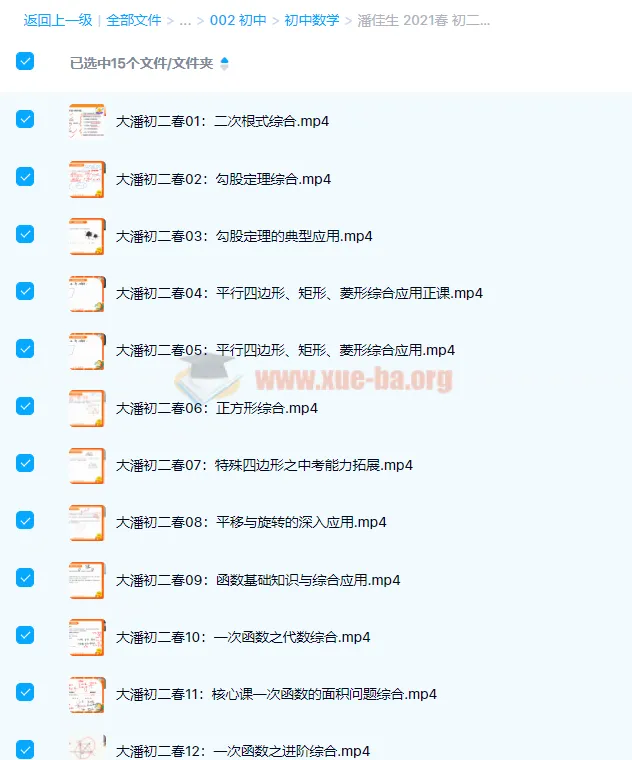 潘佳生2021春初二数学春季班(15讲完结)