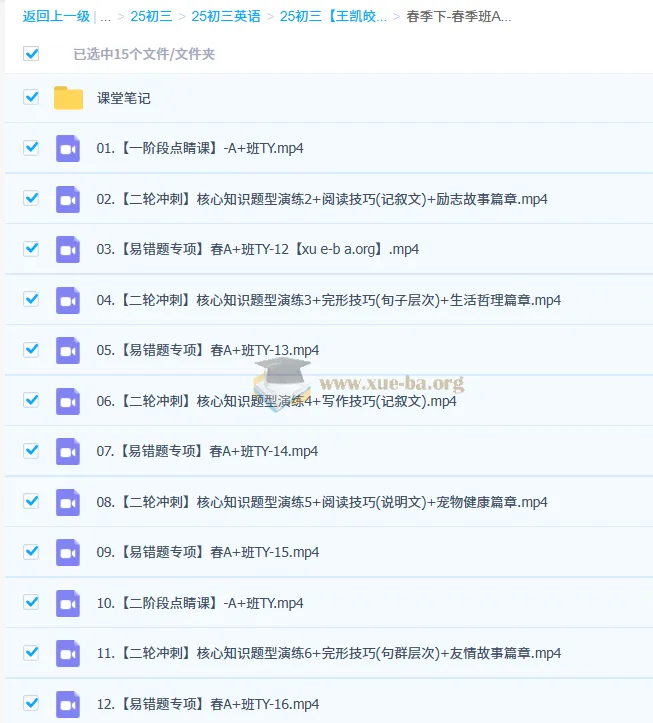 2025初三中考英语：王凯皎暑期、秋季、寒假及春季课程
