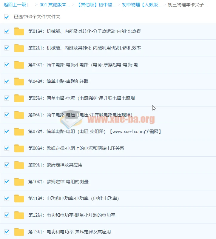 初三物理年卡尖子班（人教版·杜春雨）