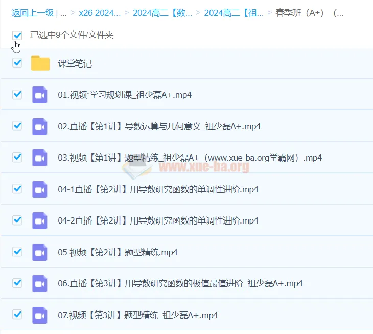 2024年祖少磊高二数学A+春季班课程