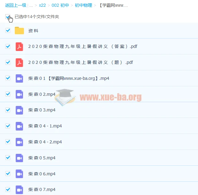 柴森九年级物理暑假班（初三物理10讲完结）