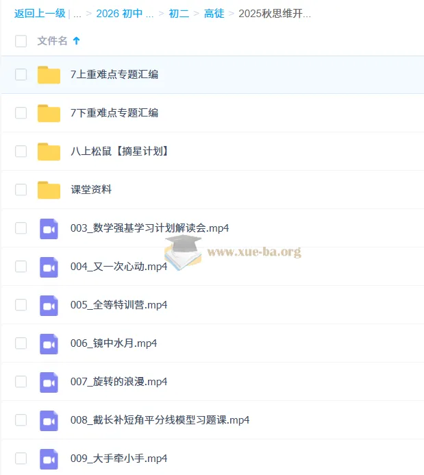 初中初二数学2025秋思维开发8阶周六课程