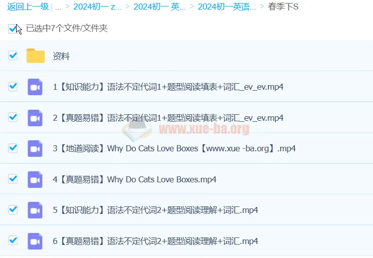 刘飞飞英语 2024 初一英语 S 春季班上下合集