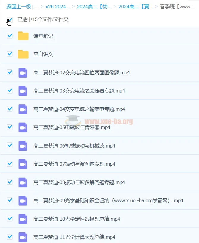 夏梦迪2024高二物理下学期春季班课程