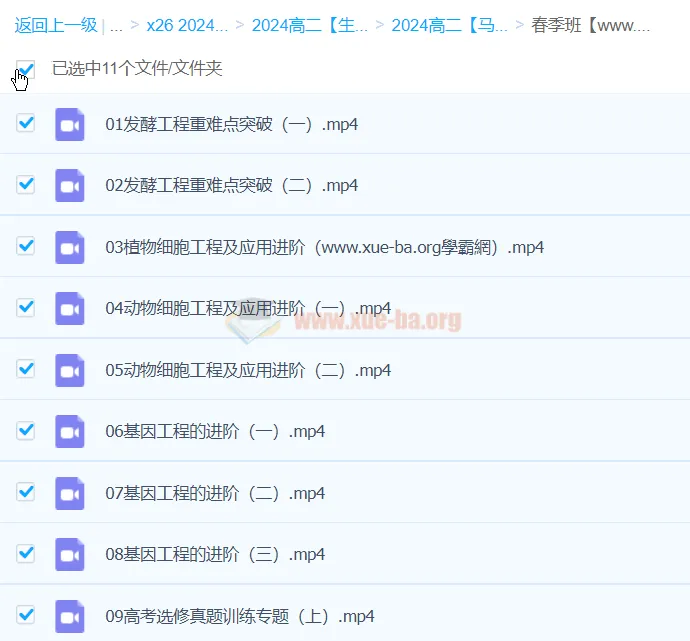 2024马阳洋高二生物春季班