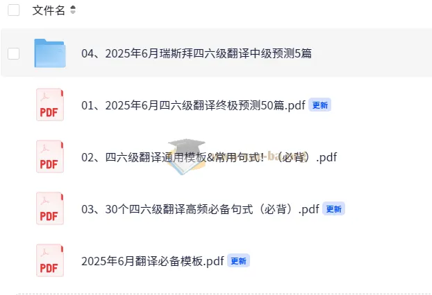 2025年6月大学英语四六级冲刺备考:翻译预测与模板合集