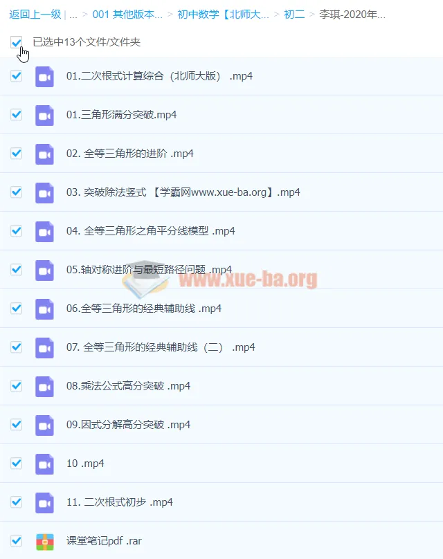 李琪2020年初二数学秋季班（北师大版）系统课程