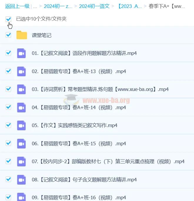 2024春季A+班初一语文培训课程（宋北平）持续更新