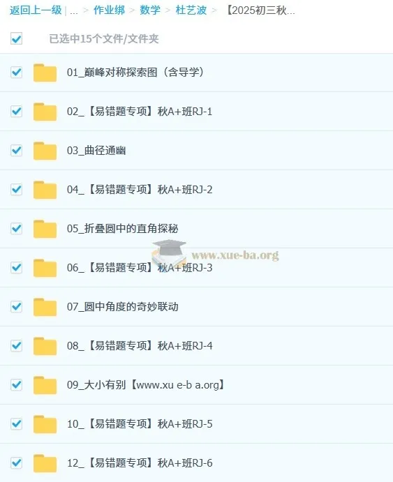杜艺波2025-2026初三中考数学秋上数理思维自主学习·RJ·A+(2期)课程资料
