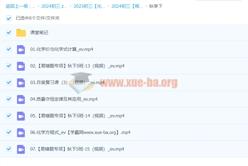 2024初三中考化学 杨雯智S秋季班(下)系统课程