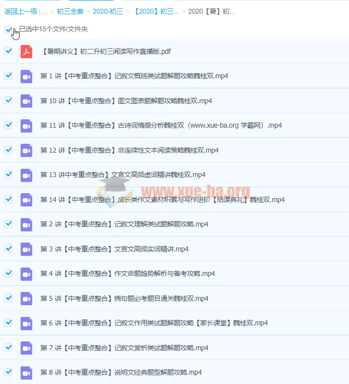 2020暑 魏桂双 初二升初三语文衔接课程