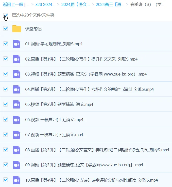 刘聪语文2024高三高考语文精讲S春季班