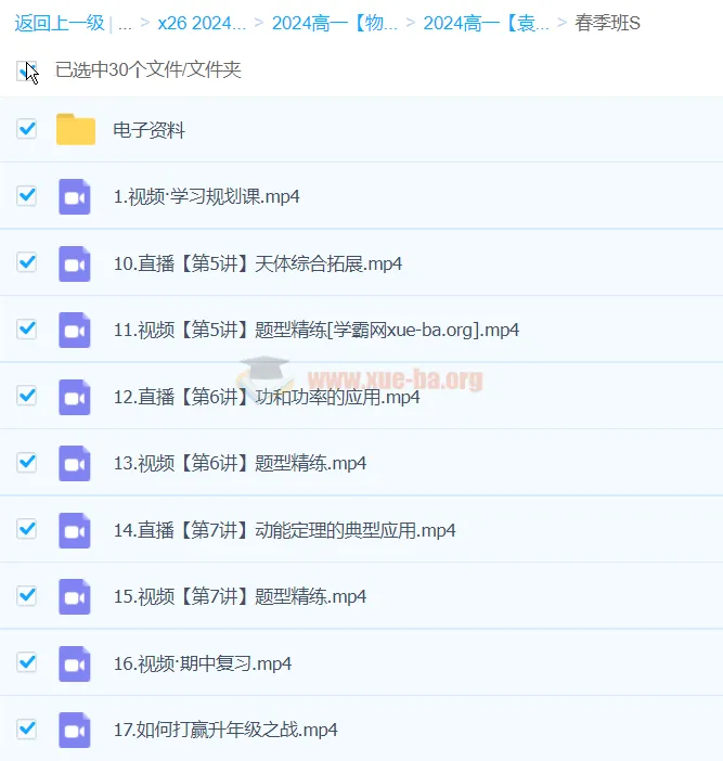 2024高一物理 袁帅物理S春季班(持续更新)