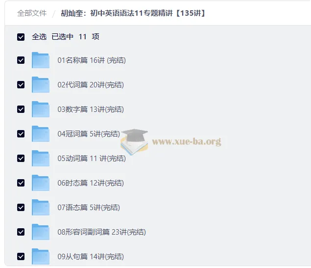 胡灿奎初中英语语法11专题精讲135讲系统课程