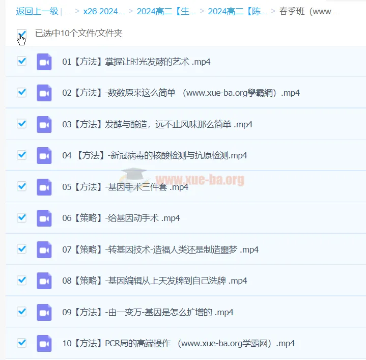 2024高二生物 陈旭晨 春季班（下学期）课程合集