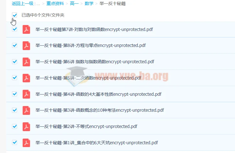 高一数学举一反十秘籍:8讲PDF精讲,吃透函数与不等式核心题型