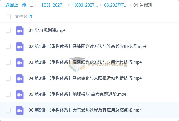 2027高三高考地理 王群 暑假班 重构体系专题课