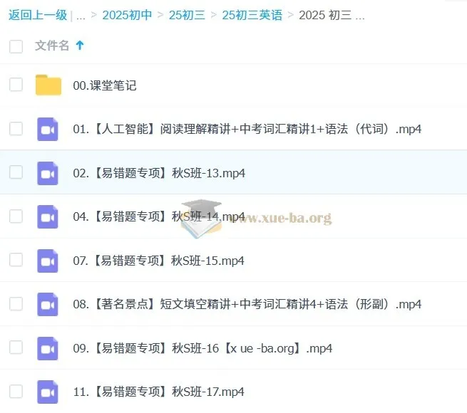2025初三中考英语 王传杨英语 S班秋季课程（秋上+秋下）