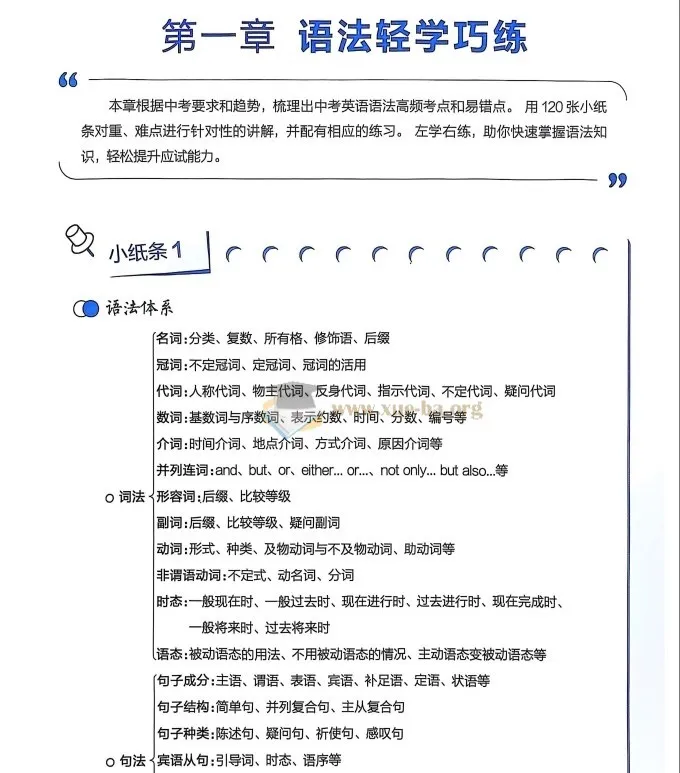 2026版星火英语中考语法120张小纸条 初中英语语法速记手册（含答案册）