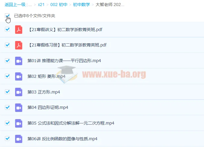 大智老师2021寒假初二数学直播菁英班（浙教版）全套视频课程+讲义练习册