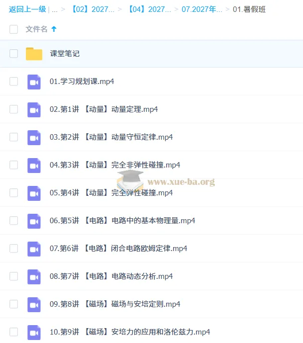 2027高中高二物理 俞伯勋 暑假班 动量电路磁场精讲