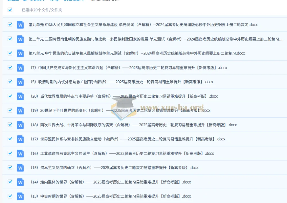 2025届高考历史二轮复习易错重难提升练习（新高考版·含解析）