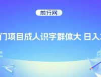 抖音快手成人识字冷门项目：日赚2000+秘籍