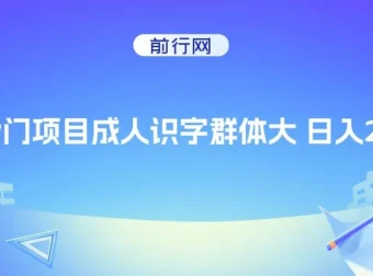 抖音快手成人识字冷门项目：日赚2000+秘籍