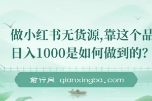 小红书无货源：日入1000的保姆级选品教学