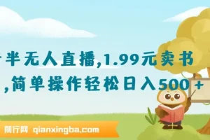 抖音半无人直播1.99元卖书项目教程