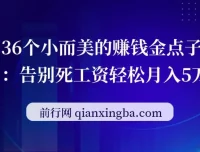 36个小而美赚钱点子课程：开启副业月入五万