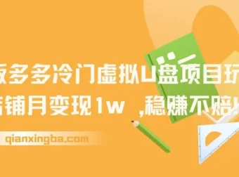 多多冷门虚拟U盘项目玩法（2025版）：单店铺月变现1w+